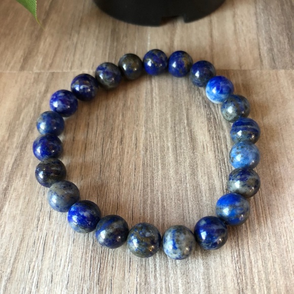 Lapis Lazuli Stone Beads Stretchable Bracelet 7" - 8mm Beads Best Gift - Picture 2 of 2
